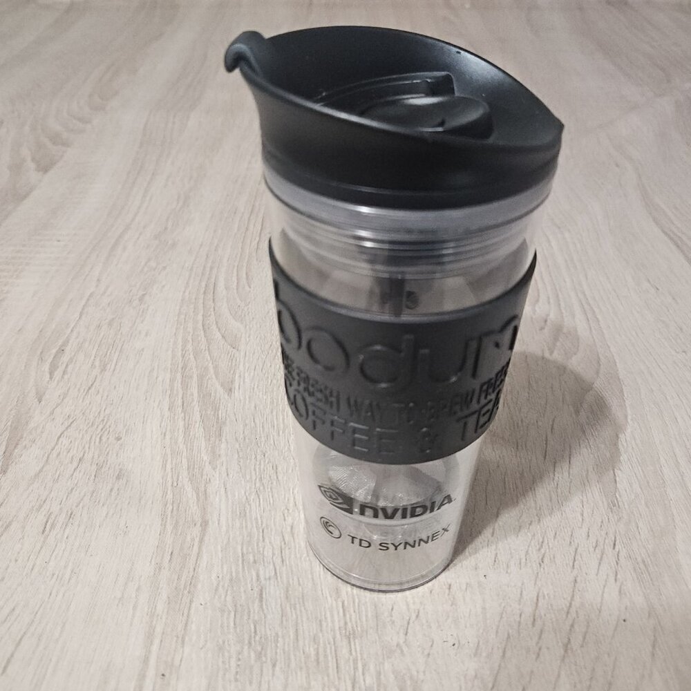 Bodum French Press Coffee Insulated Travel Mug Black Grip Coffee/Tea Euc